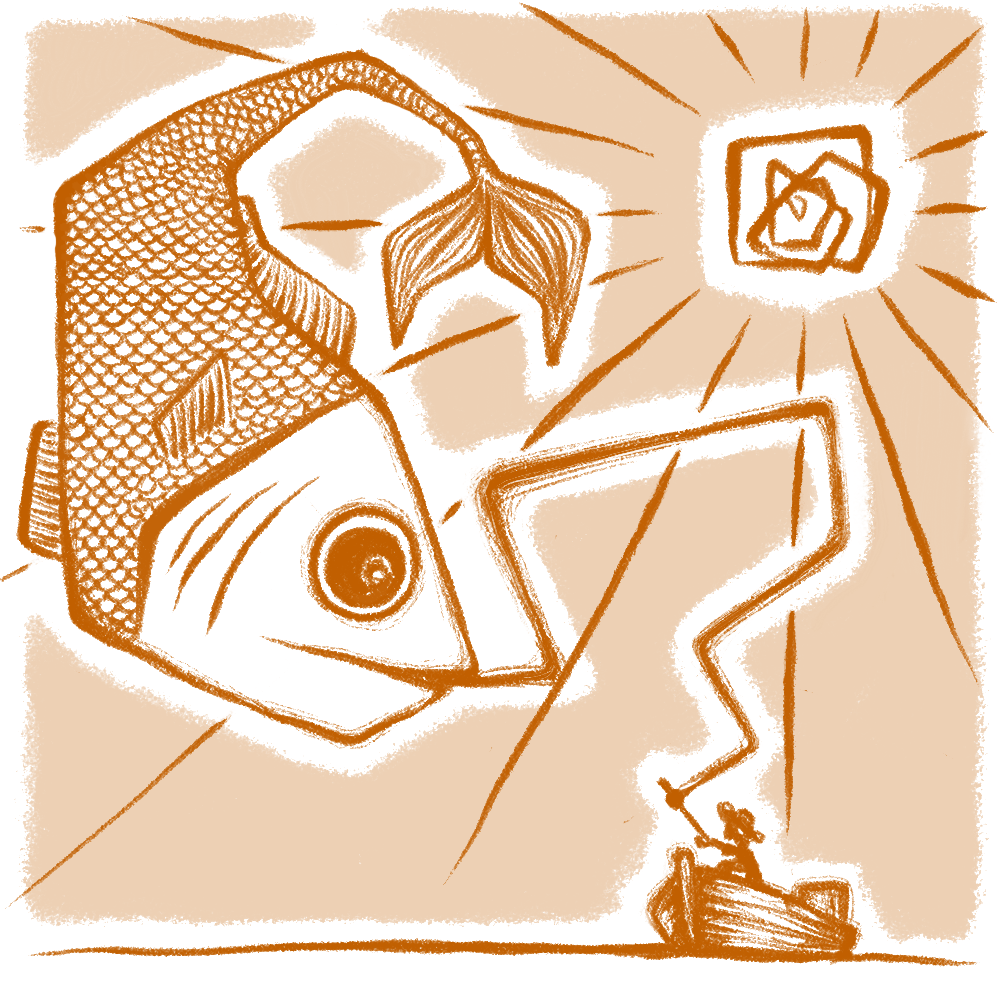 Stylised fish character illustration