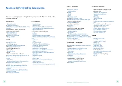 Appendix listing the participating organisations in columns