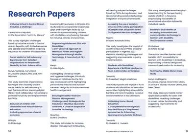 Pages 20–21: research paper abstracts in three columns