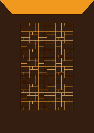 Belva Homes pattern in gold on dark brown