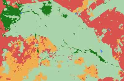 The UNDP reference for Nairobi National Park: a large pale green rangeland area, with red built-up patches around its edges and amber farmland in the south
