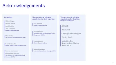 Acknowledgements: co-authors, contributors and organisations, in three columns