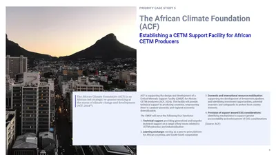 Priority case study 5: the African Climate Foundation, establishing a support facility for African critical mineral producers, with a photo of Table Mountain