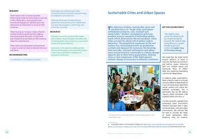 Demands, resources and recommendations, opposite the Sustainable Cities and Urban Spaces thematic summary