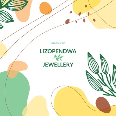 Introducing Lizopendwa Jewellery: the logo among leaves and soft colour shapes