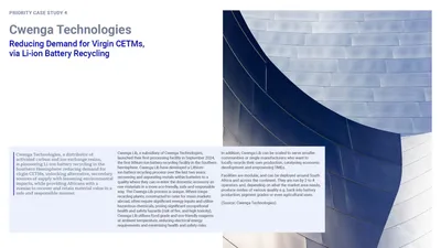Priority case study 4: Cwenga Technologies, reducing demand for virgin minerals through lithium-ion battery recycling