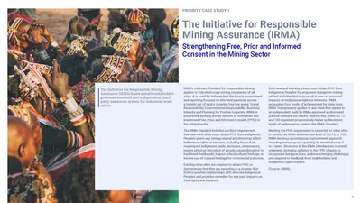 Priority case study 1: the Initiative for Responsible Mining Assurance (IRMA), on strengthening free, prior and informed consent in the mining sector